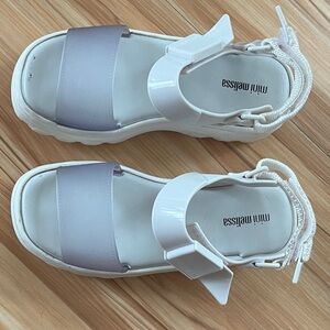 Mini Melissa White and Gray Open-Toe Sandals
